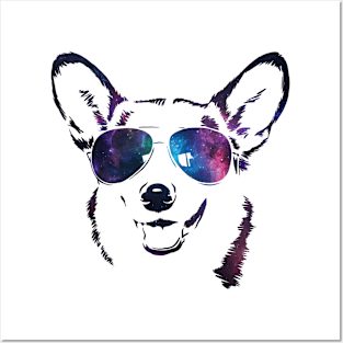 Galaxy Corgi's Sunglasses Posters and Art